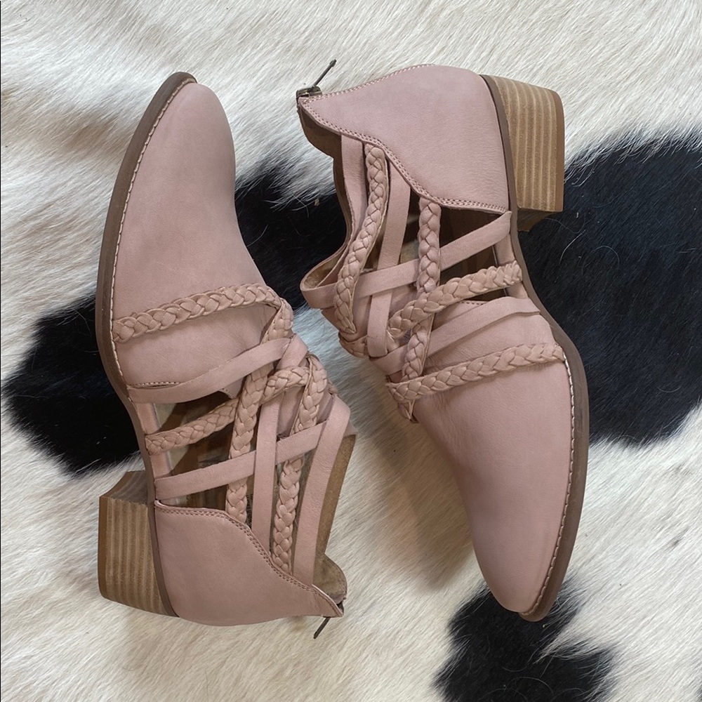 Anthropologie Dusty Rose Braided Ankle Booties - Picture 2 of 9